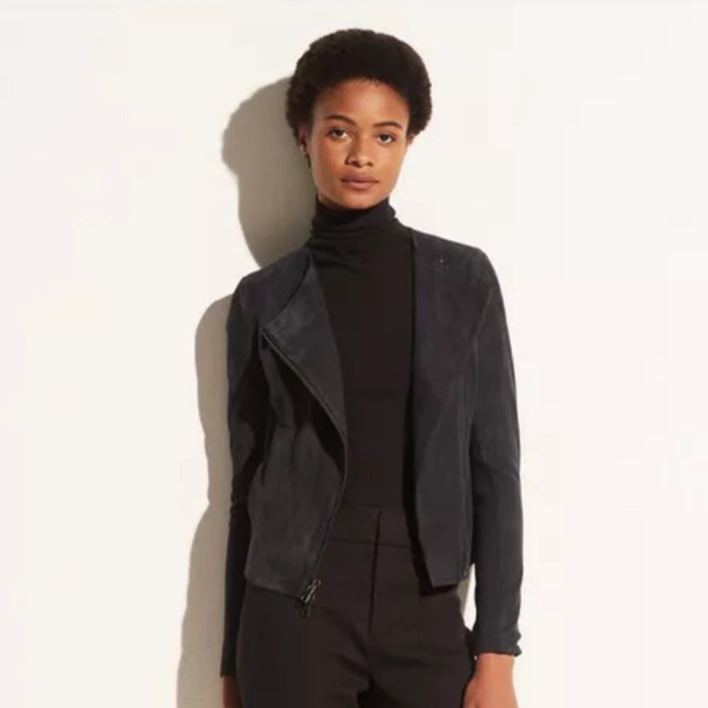 Vince Rib Panel Suede Jacket